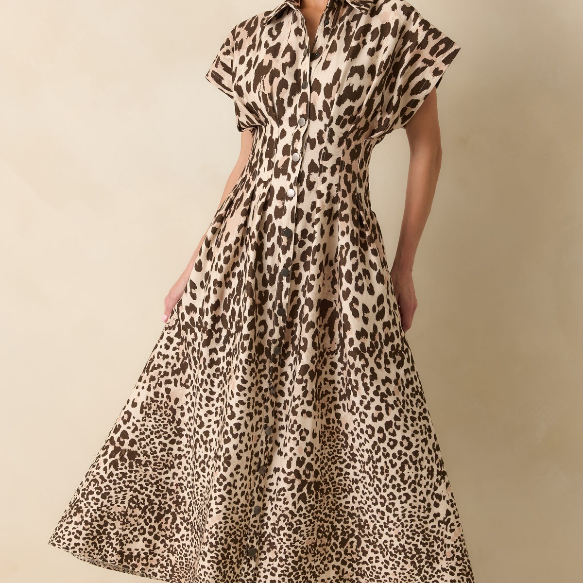 Taupe Leopard Print Denim Pocketed Maxi Dress - All Dresses | Red