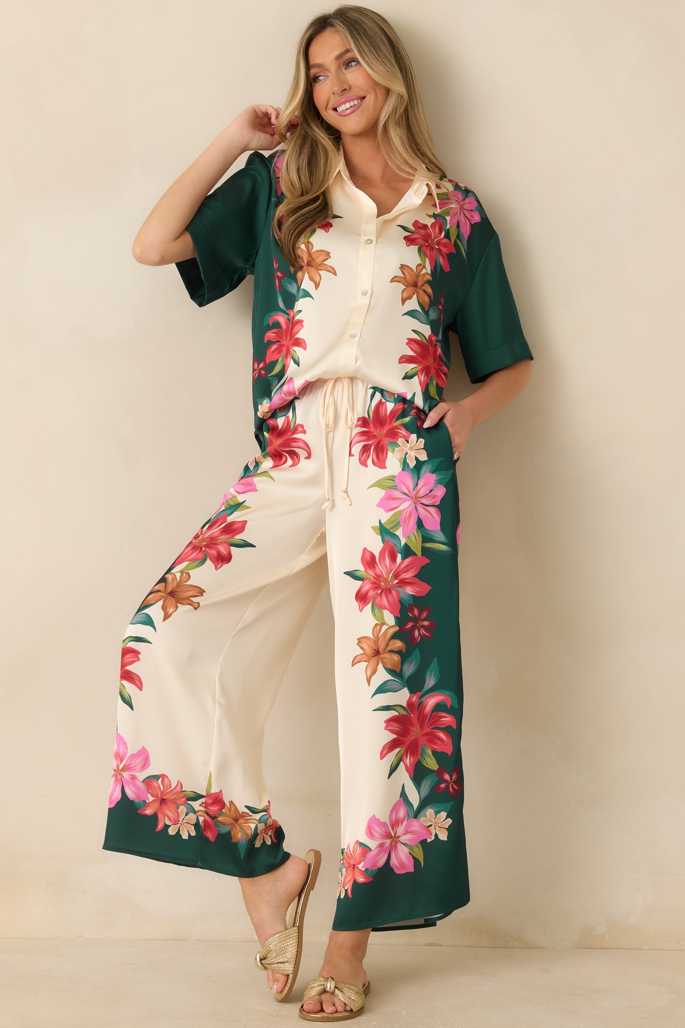 Lani Kiwi Teal Multi Floral Wide Leg Pants | Z Supply