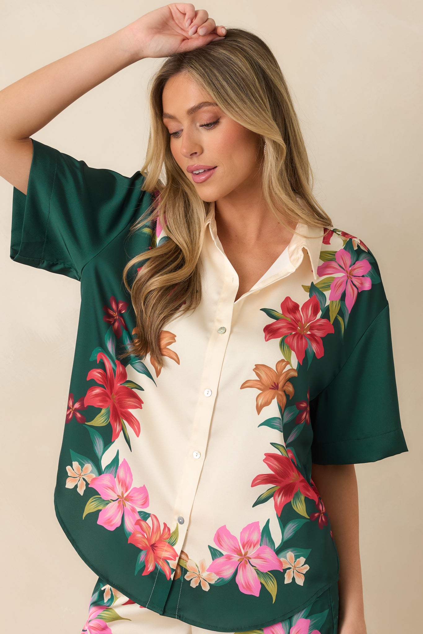 Lani Kiwi Teal Multi Floral Button Up Top | Z Supply