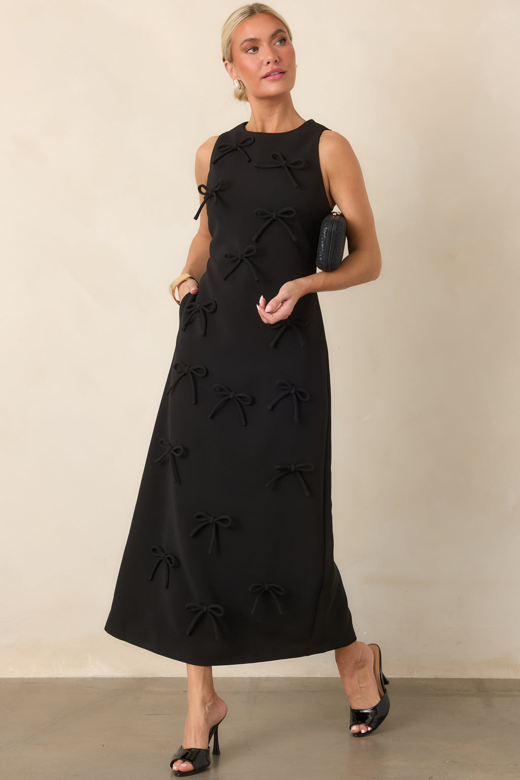 Bow to Toe Black Bow Detail Sleeveless Maxi Dress