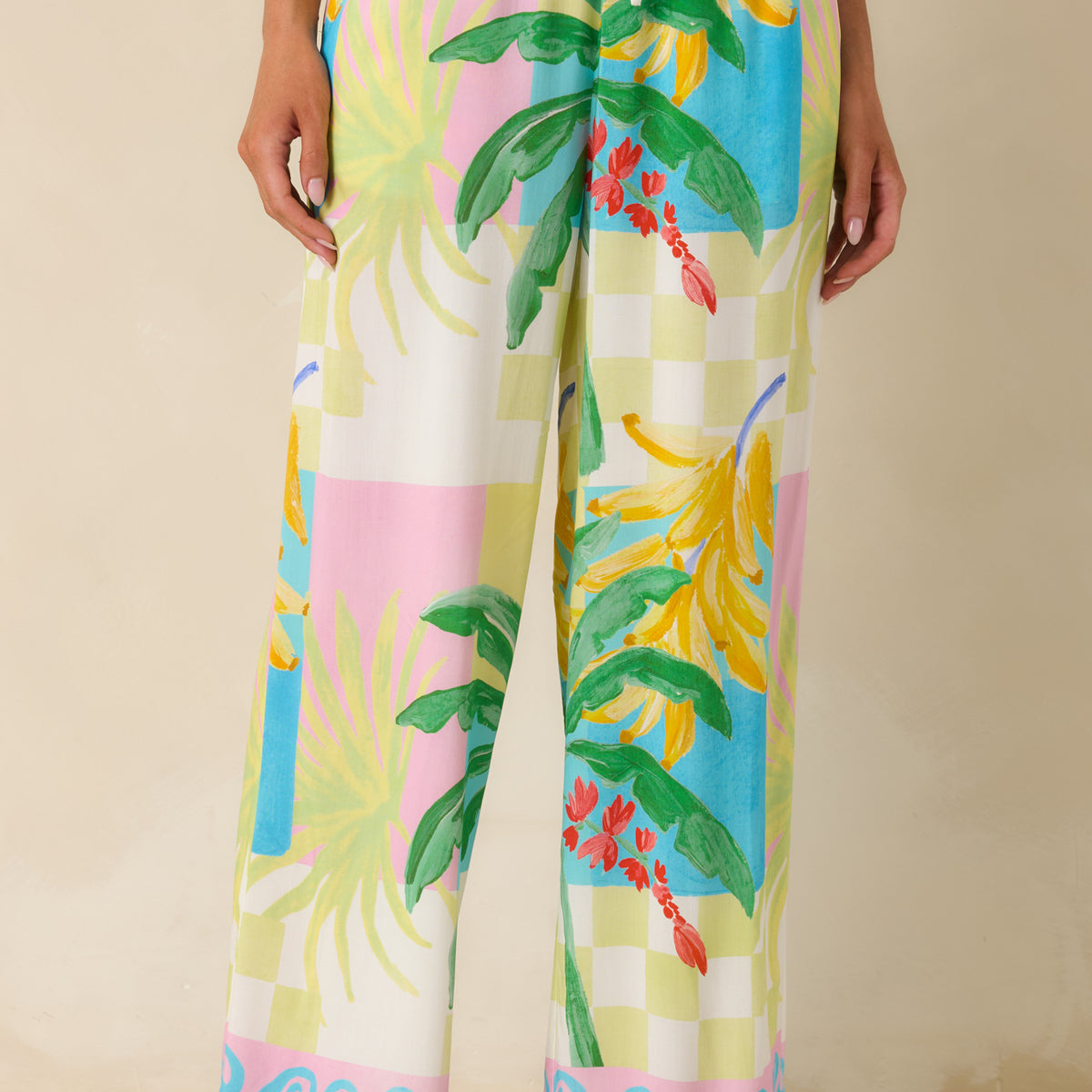 Palmira Multi Vacation Palms Drawstring Pants | MINKPINK