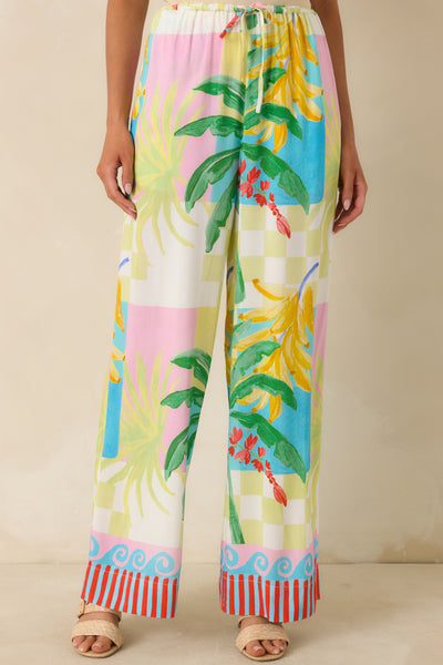 Palmira Multi Vacation Palms Drawstring Pants | MINKPINK
