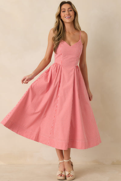 gingham midi dress Black 2 side pockets. By Anthropologie Sleeveless Sweetheart Gingham