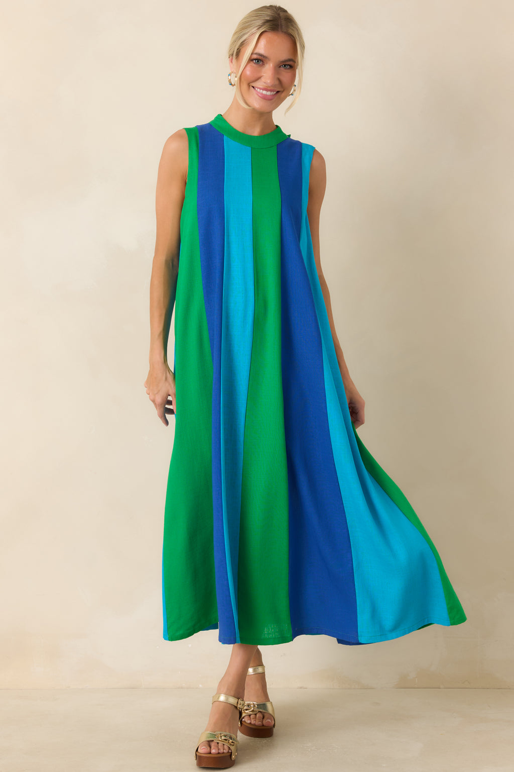 siempre michelle sleeveless colorblock midi dress Sunset on Repeat Green & Blue Maxi dresses The Bebe Color:Hot Spots Print Vintamour Plus Size Vintage 20Q