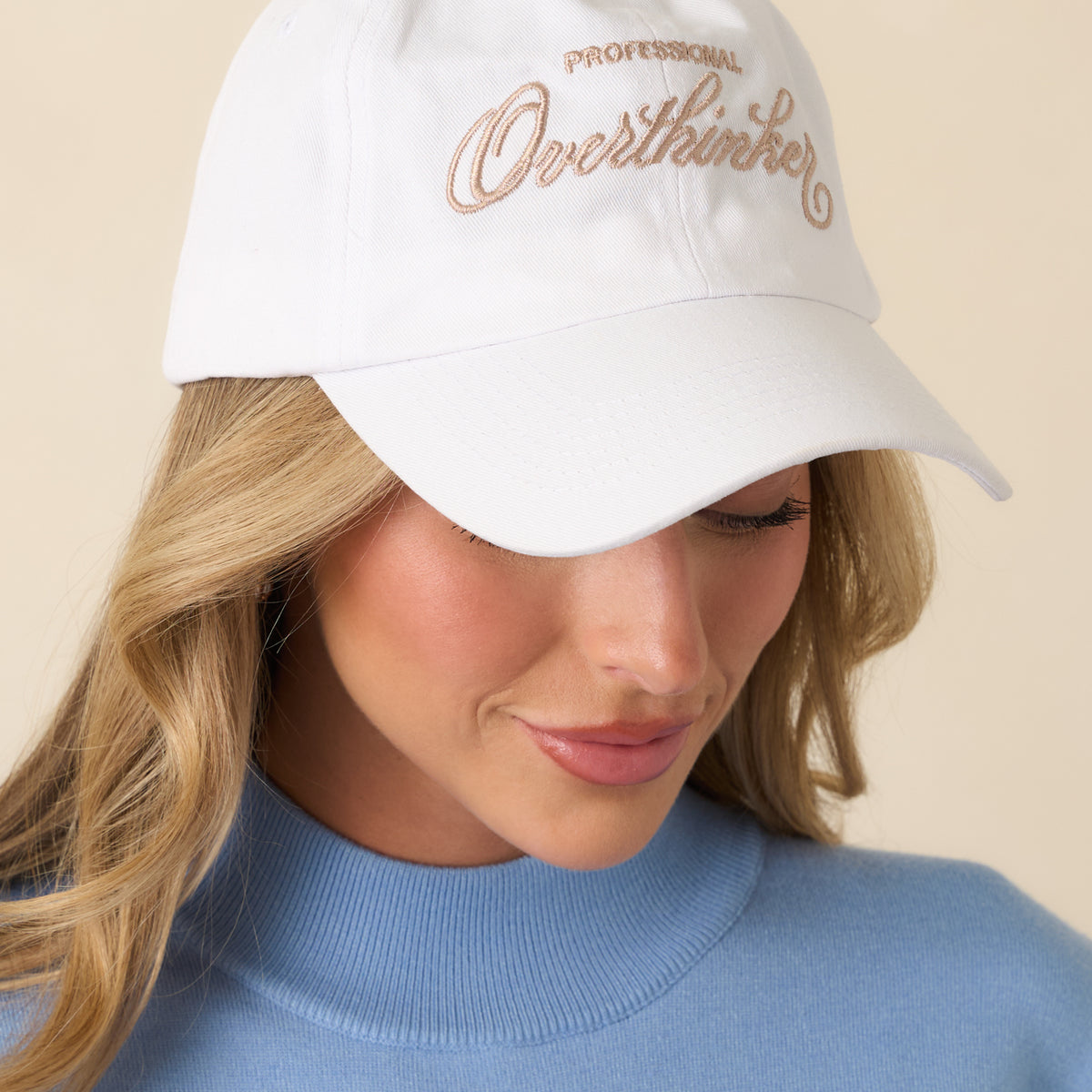 White Embroidered Cotton Baseball Cap - All Accessories  display picture 1