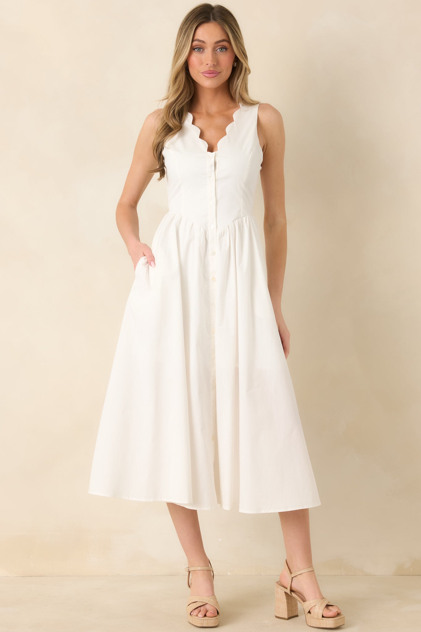 white christmas dresses Classic Moment Eyelet Midi Dress in White – Impressions Online Boutique main image 1
