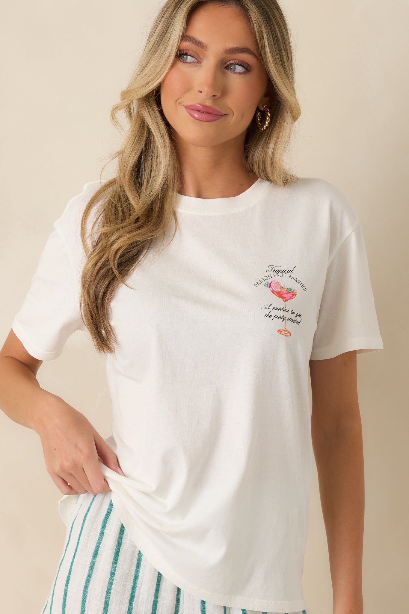 Passion Martini White Cotton Boyfriend Tee | Z Supply
