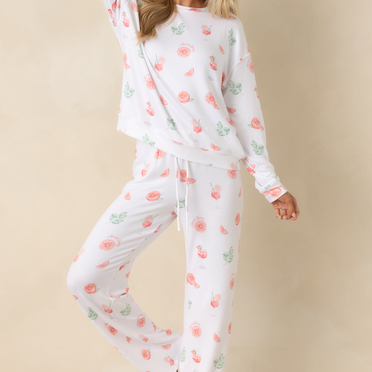 Z Supply White Spritz Long Sleeve Pajama Top | Red Dress