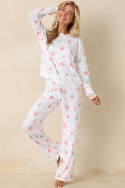 Z Supply White Spritz Long Sleeve Pajama Top | Red Dress