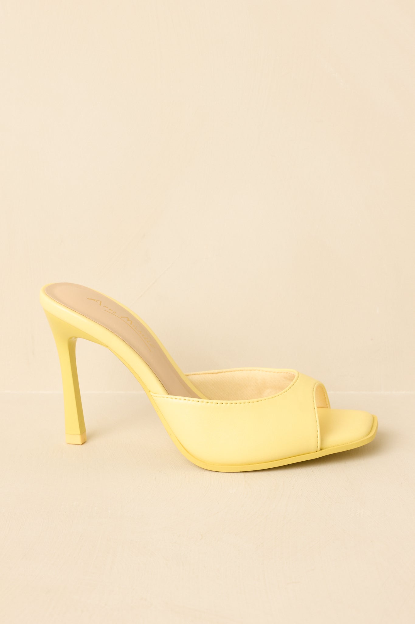 Red Dress | Yellow Square Toe Heeled Mule Sandals - All Shoes