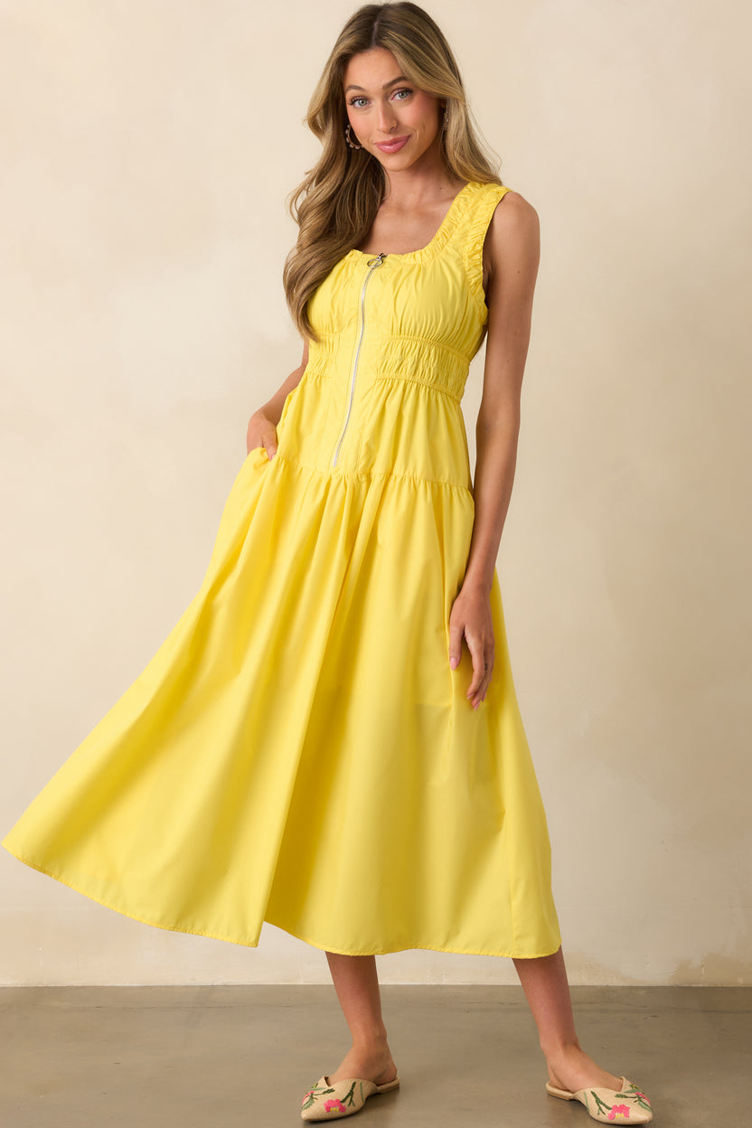 Yellow Sleeveless Midi Dress