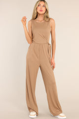 A Forever Favorite Tan Ribbed Jumpsuit - Red Dress