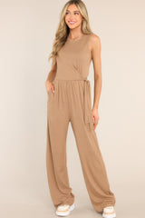 A Forever Favorite Tan Ribbed Jumpsuit - Red Dress