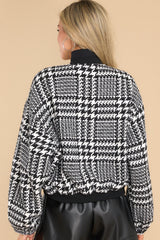 A True Mystery Black Houndstooth Jacket - Red Dress