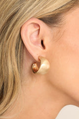 After All This Time Matte Gold Earrings - Red Dress
