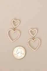 All About Us Pearl Heart Earrings - Red Dress