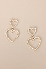 All About Us Pearl Heart Earrings - Red Dress