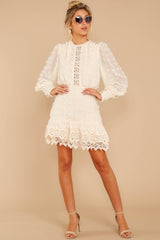 All Dressed Up Cream Lace Dress - Red Dress