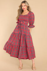 All Is Calm Red Plaid Maxi Dress - Red Dress