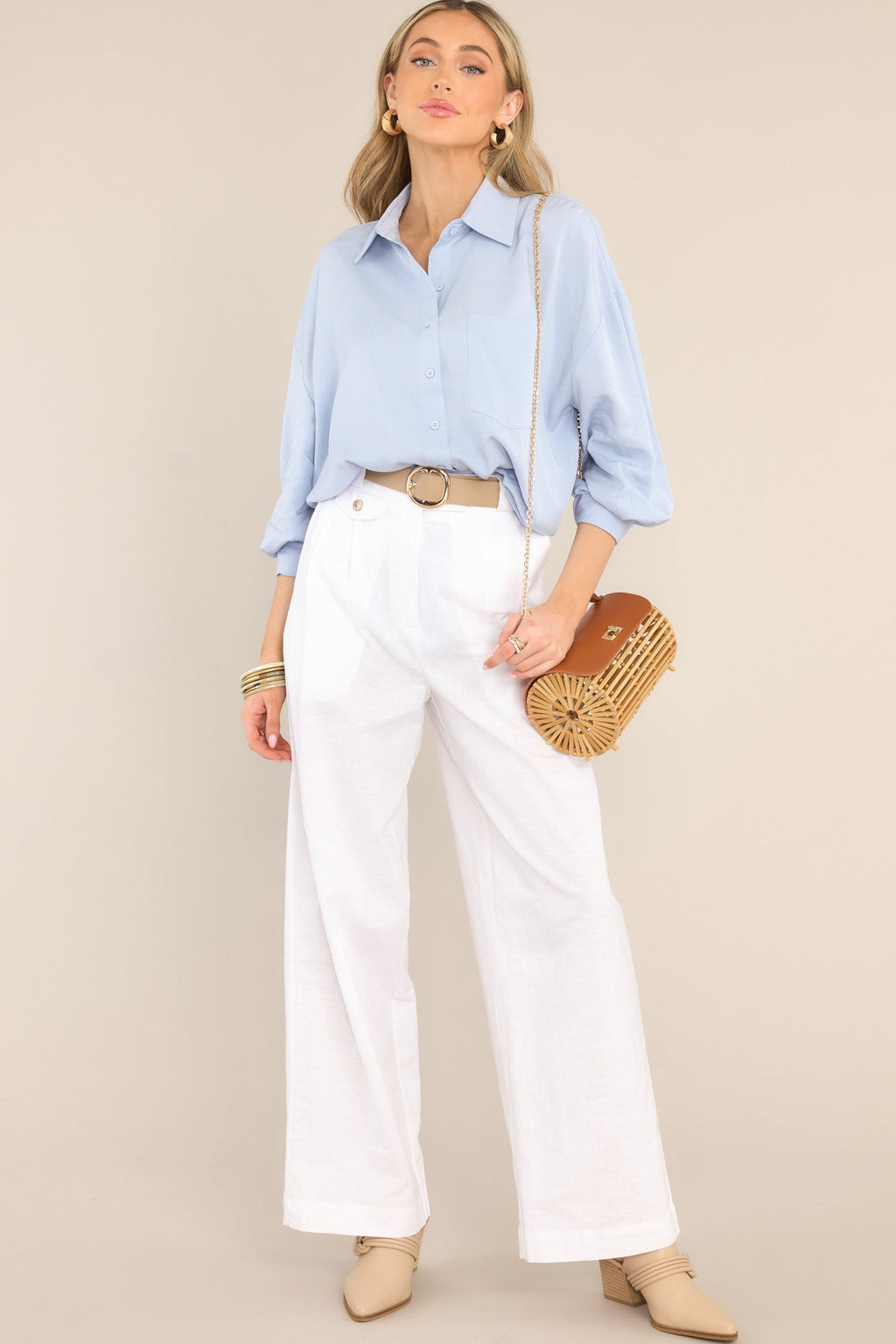 Neon Blue Button Up Long Sleeve Top main image 0