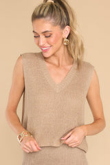 All The Same Taupe Sweater Vest - Red Dress