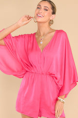 All Things Nice Hot Pink Romper - Red Dress