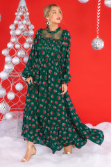 All You Need Is Love Dark Emerald Floral Print Maxi Dress - Red Dress