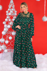 All You Need Is Love Dark Emerald Floral Print Maxi Dress - Red Dress
