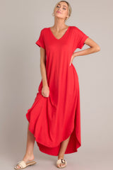 Always The Same Thing Red Maxi Dress - Red Dress