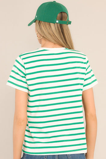 Green Striped T Shirt Women 2026.Kelly Green Horizontal Stripe Tee - All Tops | Red Dress
