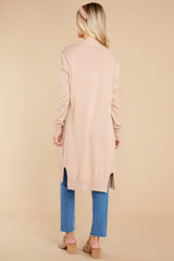 Anticipating This Moment Taupe Cardigan - Red Dress