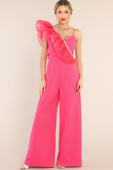 At Ease With You Hot Pink Jumpsuit - Red Dress