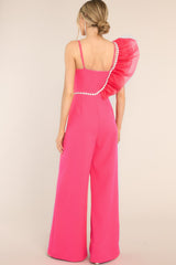 At Ease With You Hot Pink Jumpsuit - Red Dress