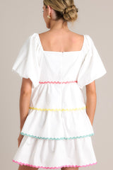 Aurora Dream White Multi Ricrac Mini Dress - Red Dress