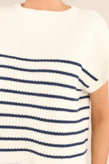 Be Brave Navy Striped Knitted Sweater Top - Red Dress
