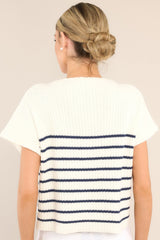 Be Brave Navy Striped Knitted Sweater Top - Red Dress