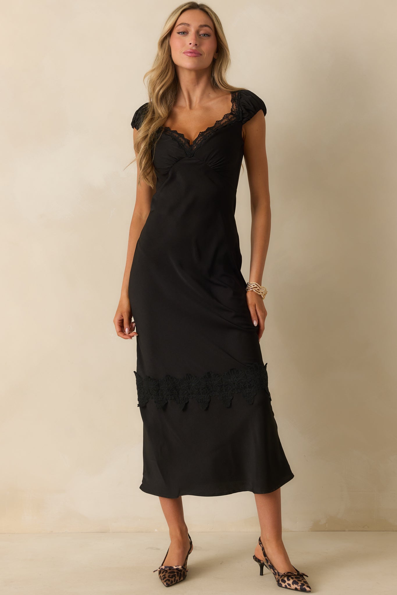 navy blue dress for baby girl A-Line Lace-Trimmed Midi Dress main image 0