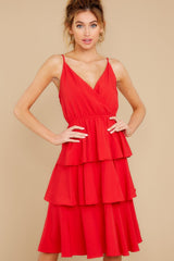 Bit Of A Flirt Red Midi Dress - Red Dress