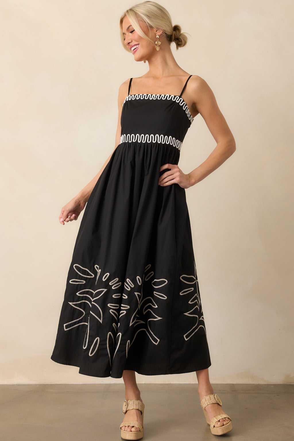 Black Cotton Embroidered Maxi Dress - All Dresses | Red Dress Black Cotton Embroidered Maxi Dress - All Dresses | Red Dress