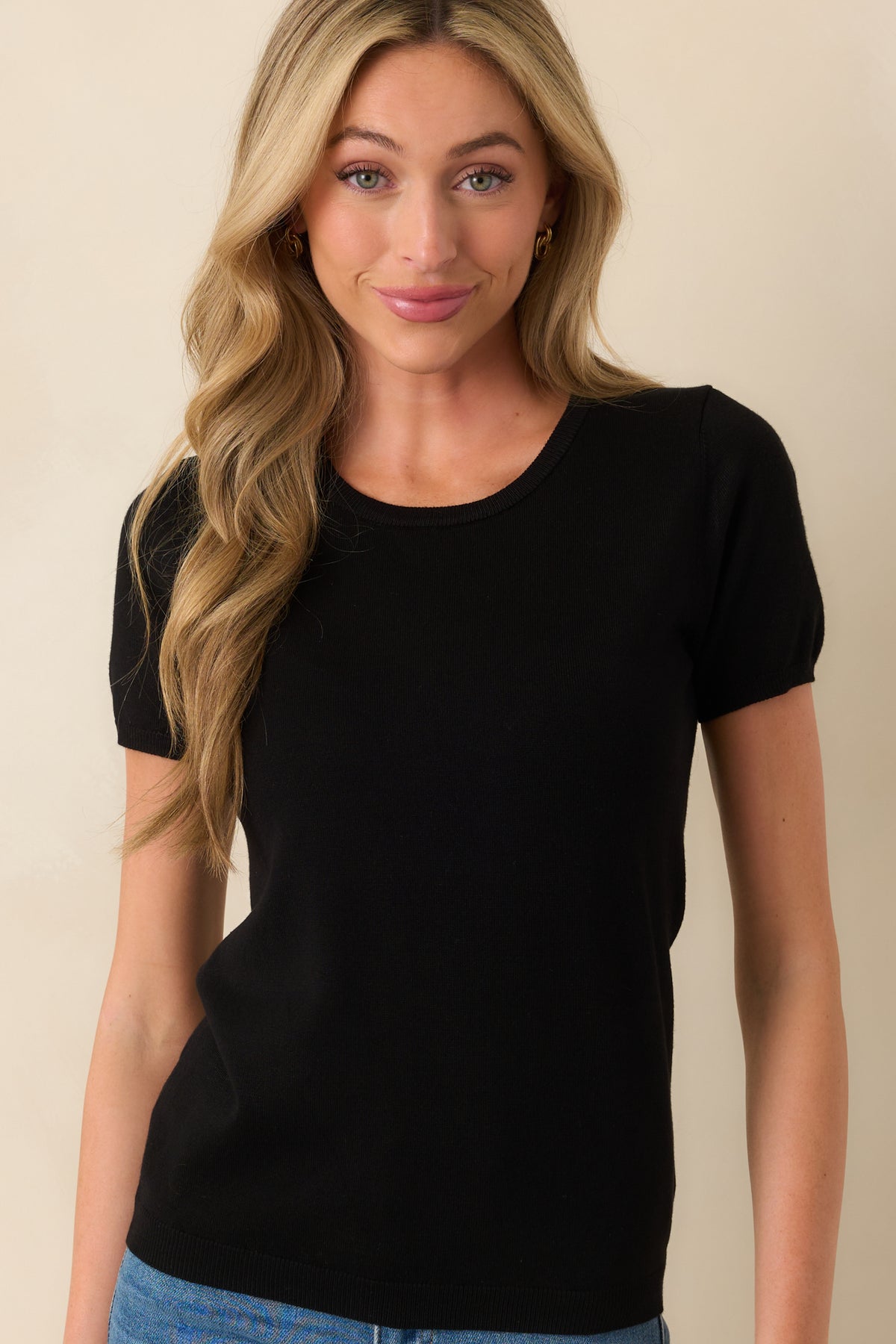 All Season Short-Sleeve Collar Top (black)
