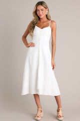 Blissful Breeze Ivory Faux Button Front Midi Dress - Red Dress