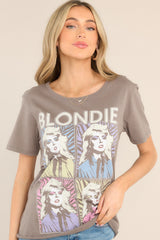 Blondie Pop Art Vintage Wash Grey Tee - Red Dress