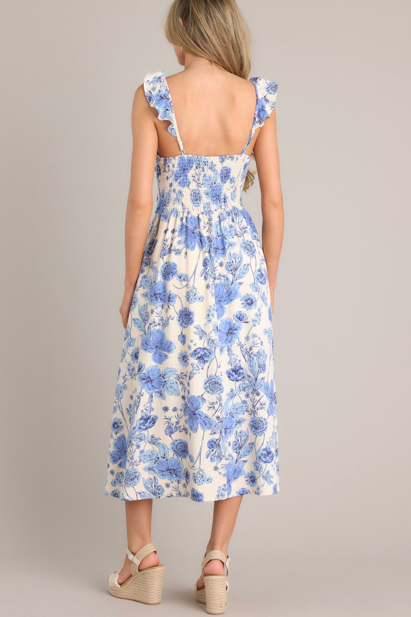 the KAFFIR midi - white with blue floral