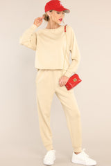 Blow Off Steam Beige Joggers - Red Dress