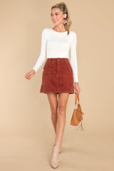 Bold Allure Rust Corduroy Skirt - Red Dress