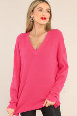 Breath Of Freshness Pink Sweater - Red Dress