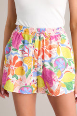 Breezy Blossom Ivory Multi Floral Shorts - Red Dress