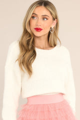 Butter Me Up Ivory Cropped Sweater - Red Dress