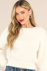 Butter Me Up Ivory Cropped Sweater - Red Dress