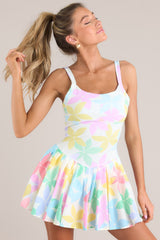 Buzzin' About Pastel Floral Print Pleated Tennis Dress (BACKORDER MAY) - Red Dress